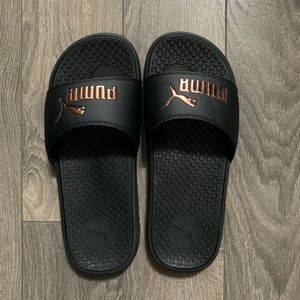 BNWOT Puma slides size 9 black and rose gold
